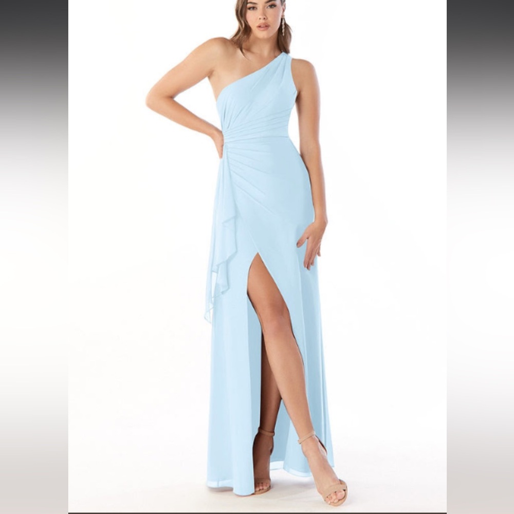 Azazie Maive Sky Blue One-Shoulder Bridesmaid Dress